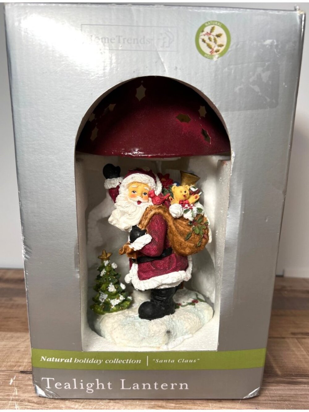Home Trends Santa Claus Tealight Lantern With Red Shade 8''